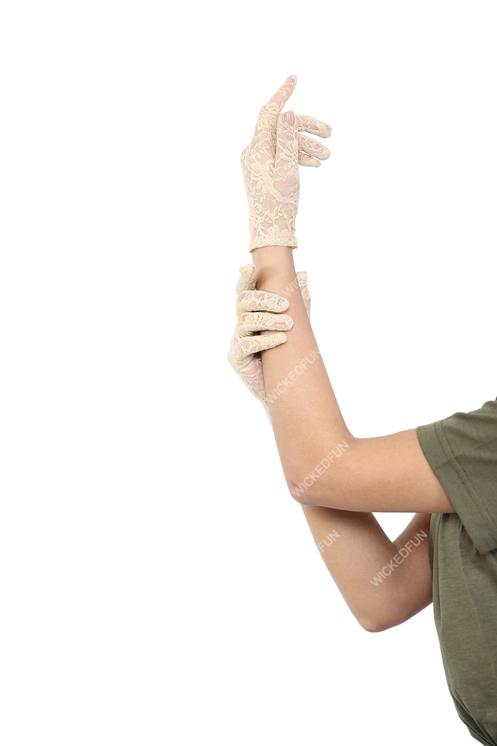 Wickedfun Lace Short Gloves Cream