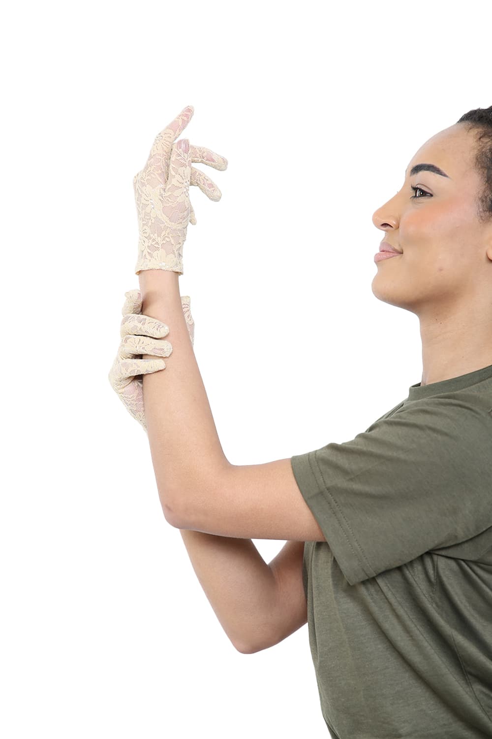 Wickedfun Lace Short Gloves Cream