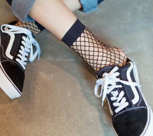 Crazy Chick Black Fish Net Lace Socks