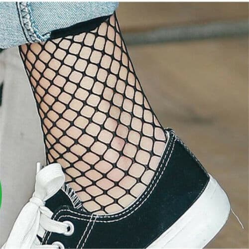 Crazy Chick Black Fish Net Lace Socks