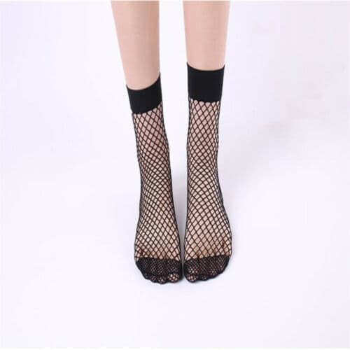 Crazy Chick Black Fish Net Lace Socks