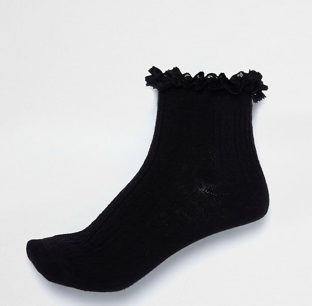 Crazy Chick Girls Black Ankle Frill Socks (Pack of 3)