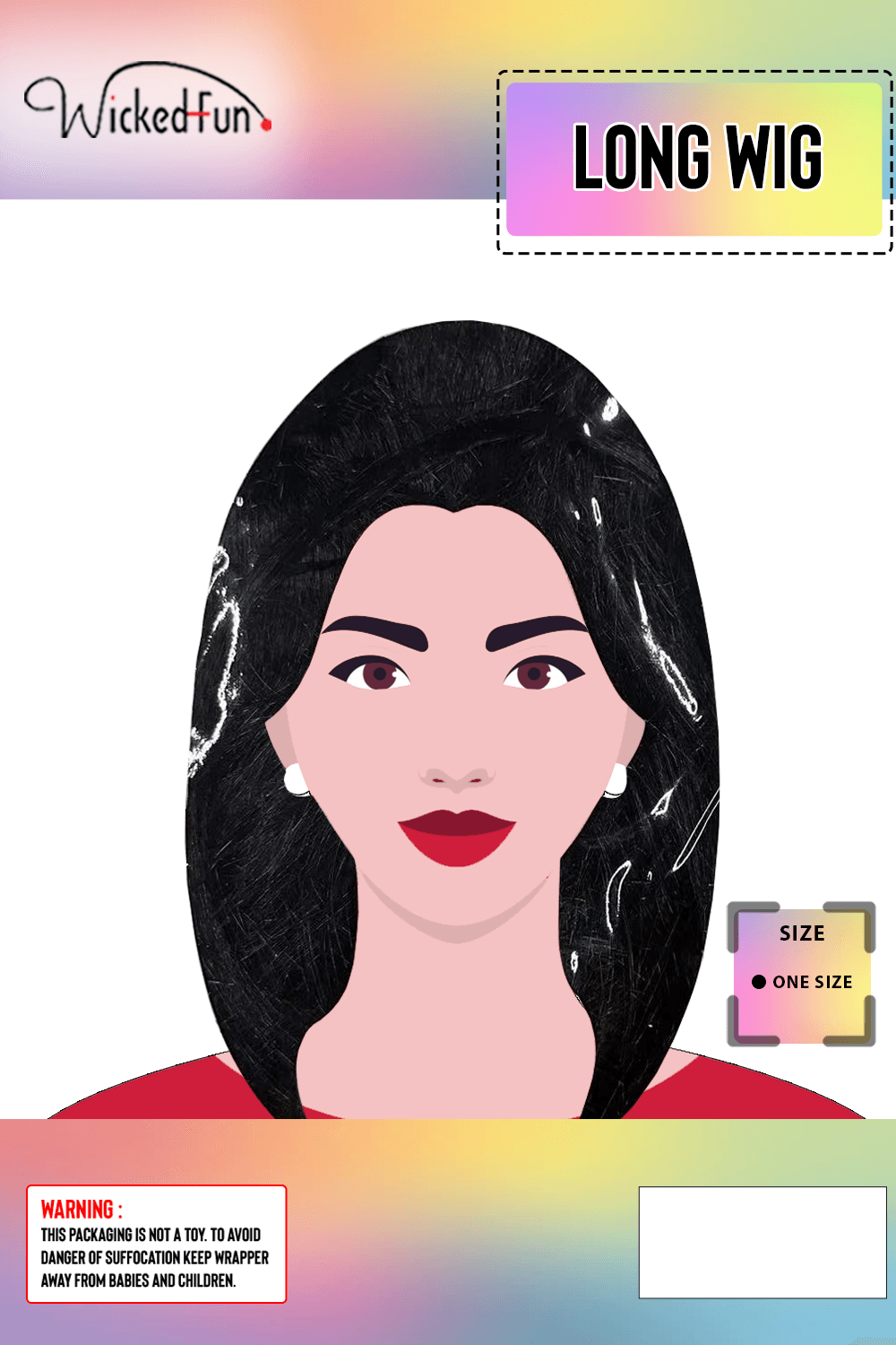 Wickedfun Ladies Black Long Wig