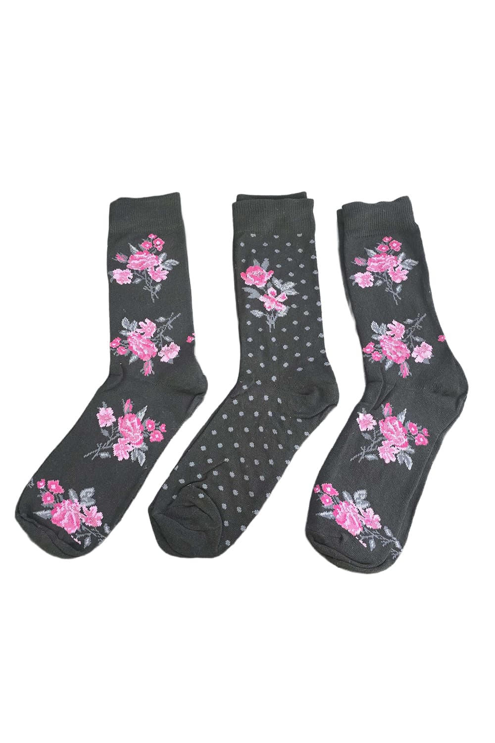 Active Star Ladies Dotted Flower Socks (Pack of 3 Pairs)