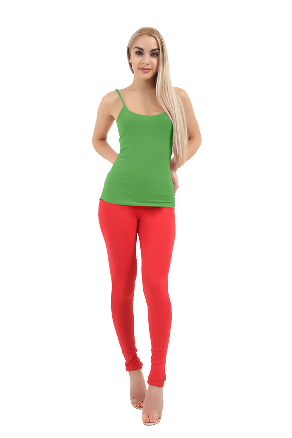 Crazy Chick Adult Red Full Length Cotton Leggings