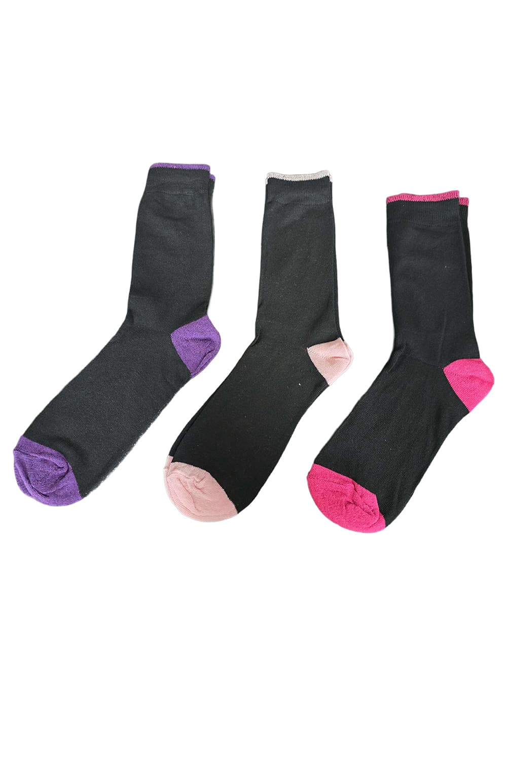 Active Star Ladies Socks Multi-colour Heel & Toe (Pack of 3 pairs)