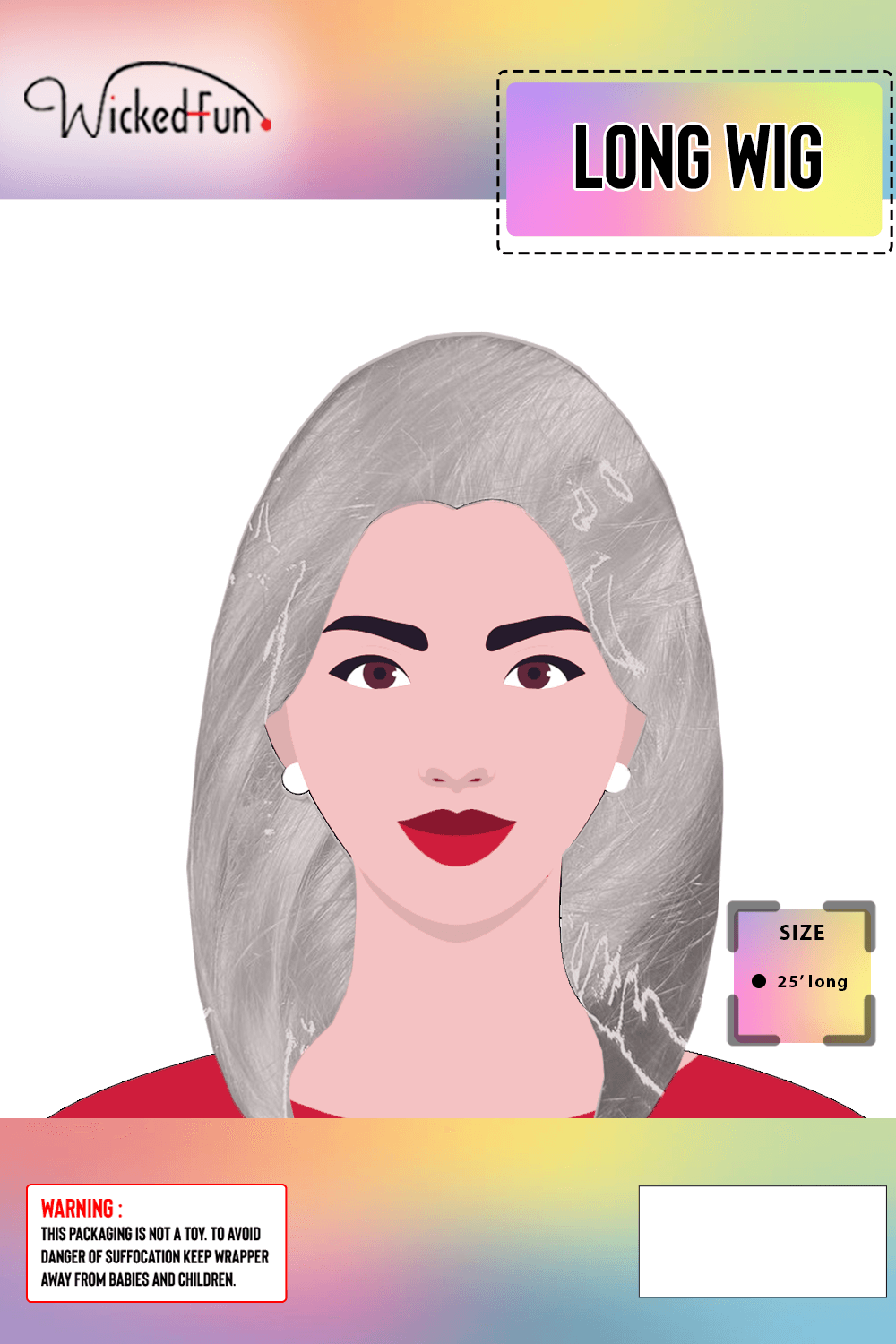 Wickedfun Ladies White Long Wig