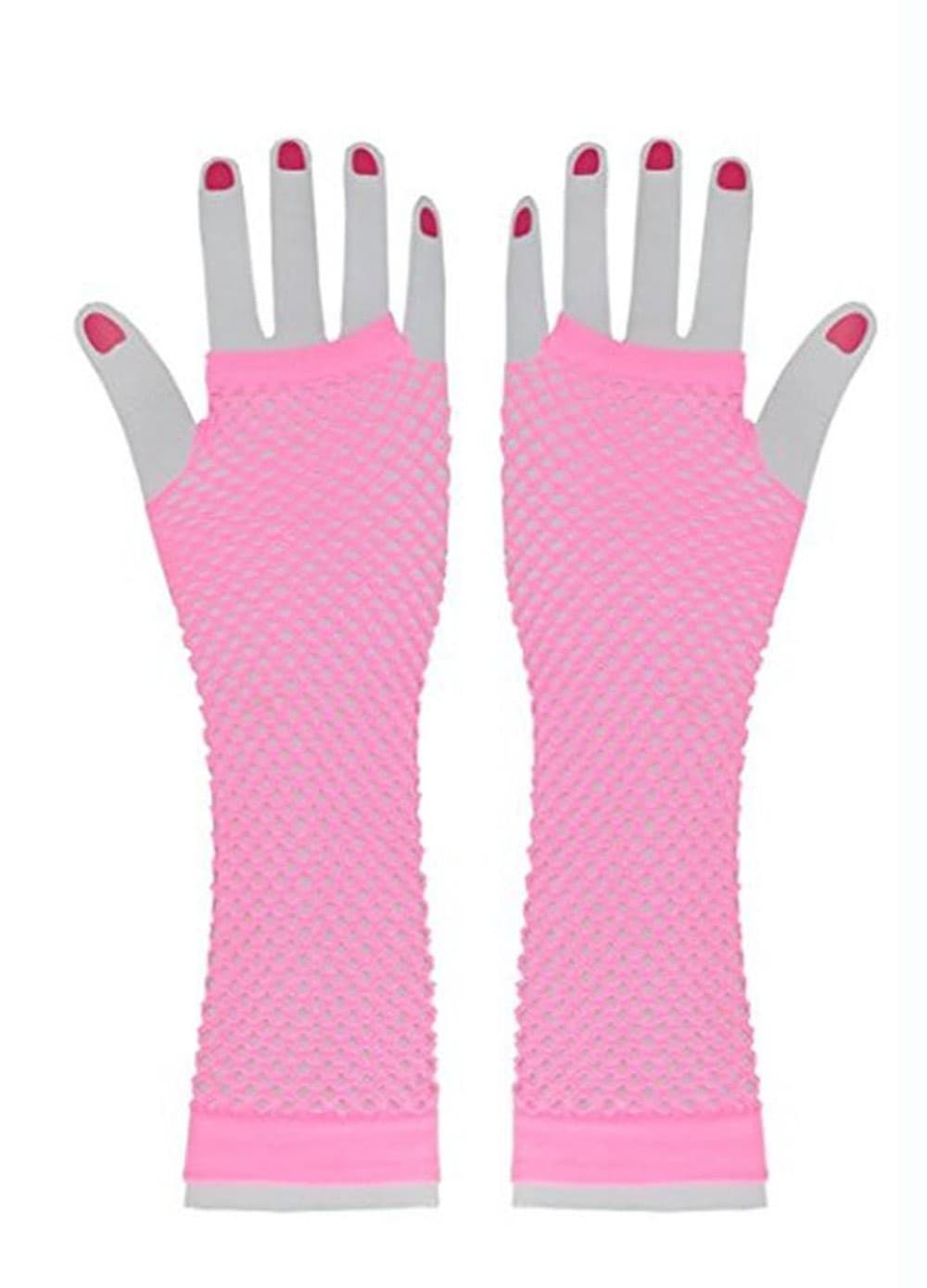 Wickedfun Light Pink Long Fishnet Gloves
