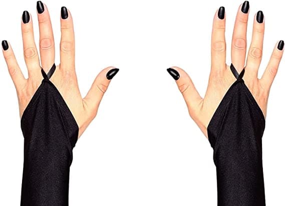 Wickedfun Short Fingerless Black Satin Gloves