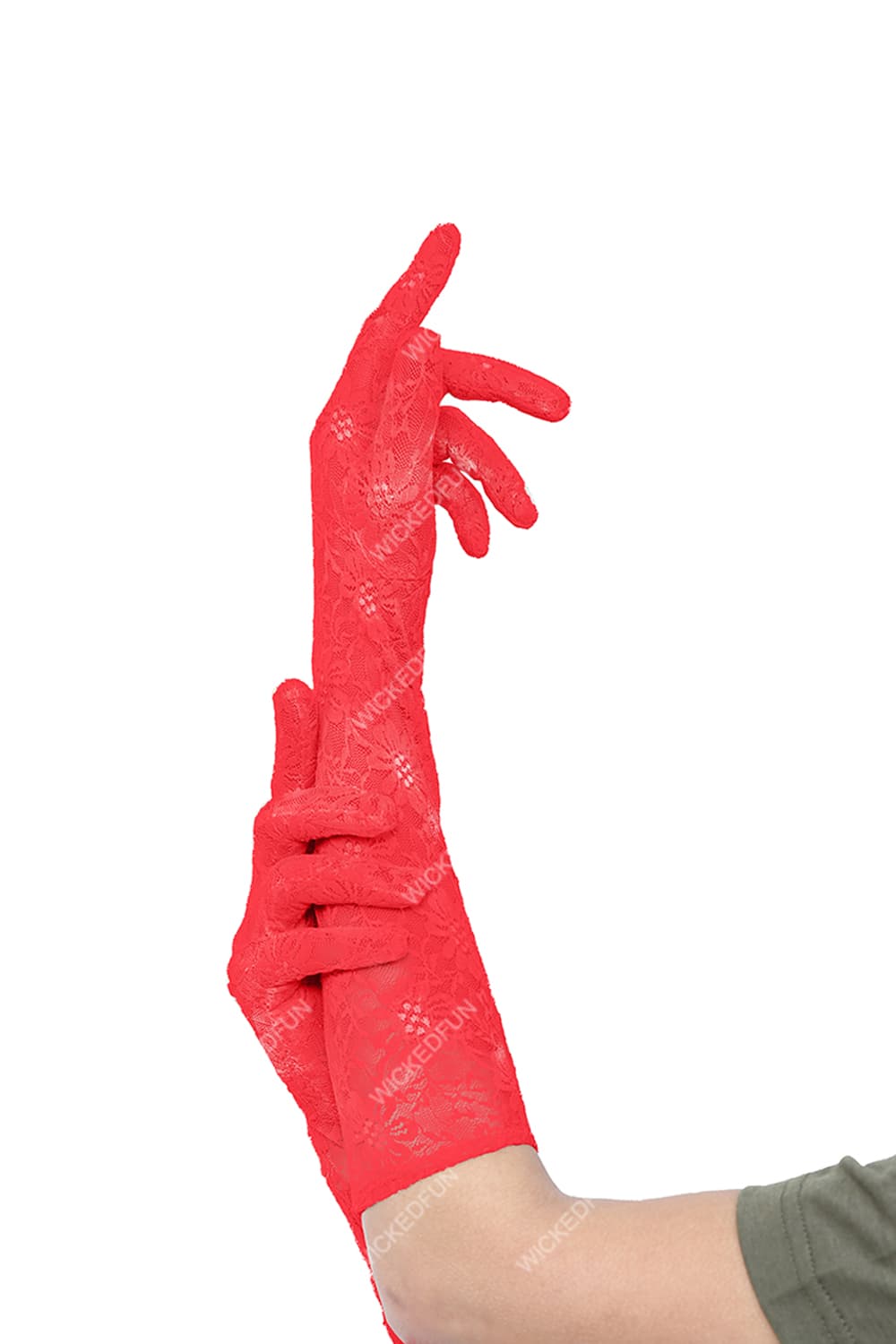 Wickedfun Long Lace Gloves Red
