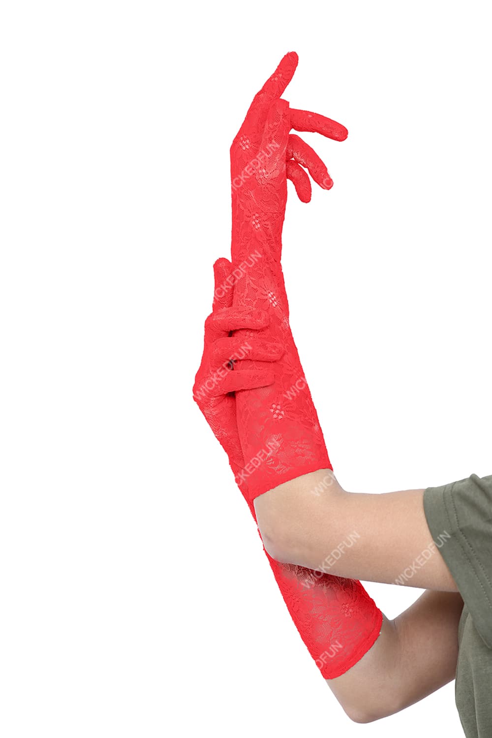 Wickedfun Long Lace Gloves Red