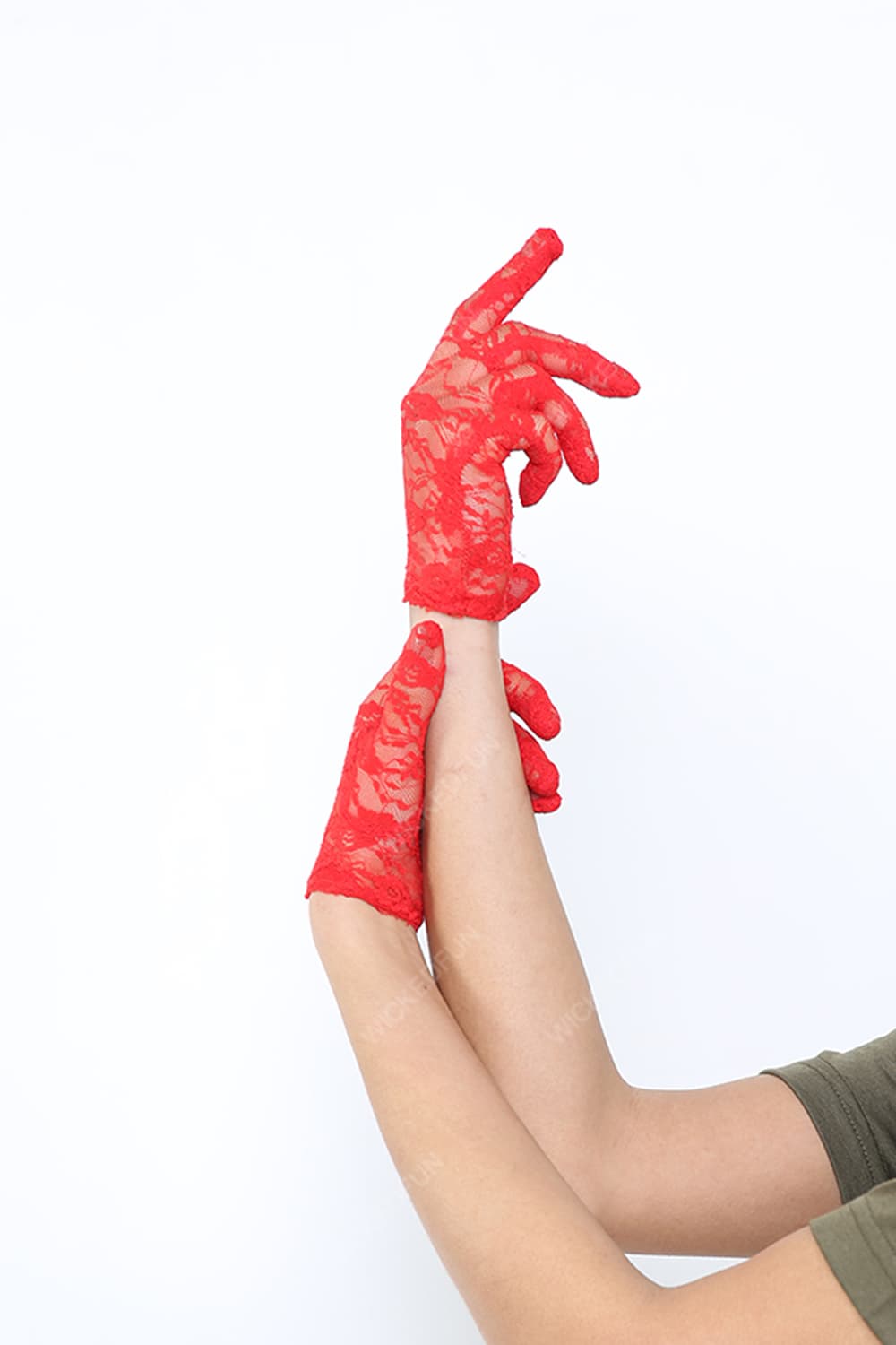 Wickedfun Long Lace Gloves Red