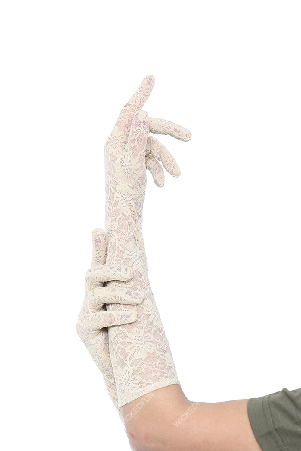 Wickedfun White Long Lace Gloves