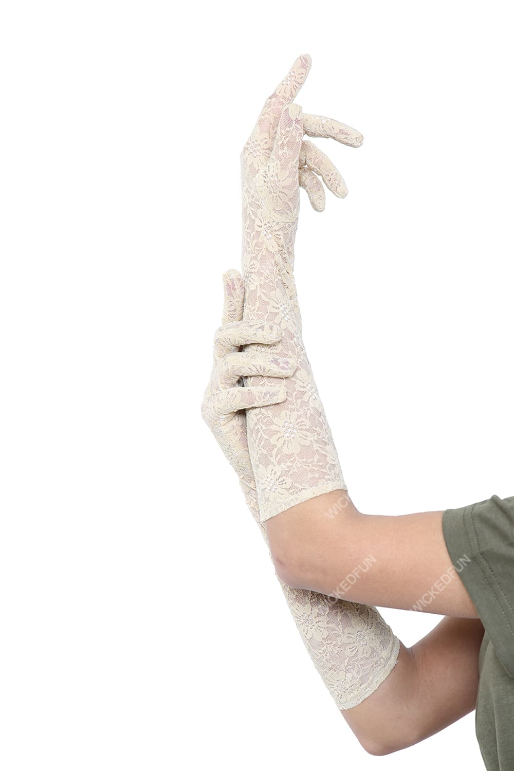 Wickedfun White Long Lace Gloves