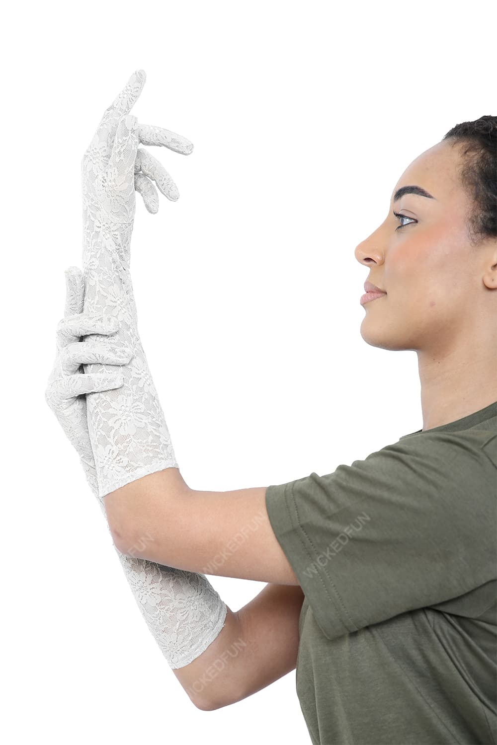 Wickedfun White Long Lace Gloves