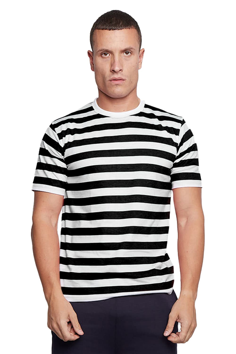 Active Star Unisex Black and White Stripe TShirt