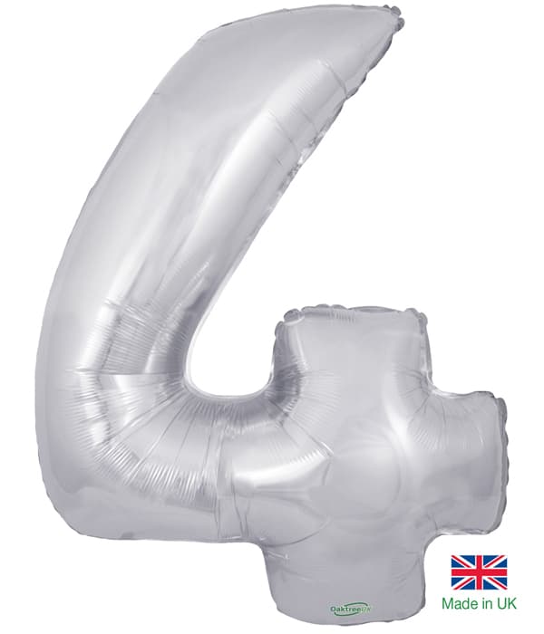 Number 4 Silver Balloon (30 Inches)