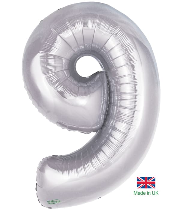 Number 9 Silver Balloon (30 Inches)
