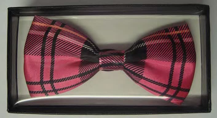 Wickedfun Pink Cotton Tartan Bow Tie in Gift Box