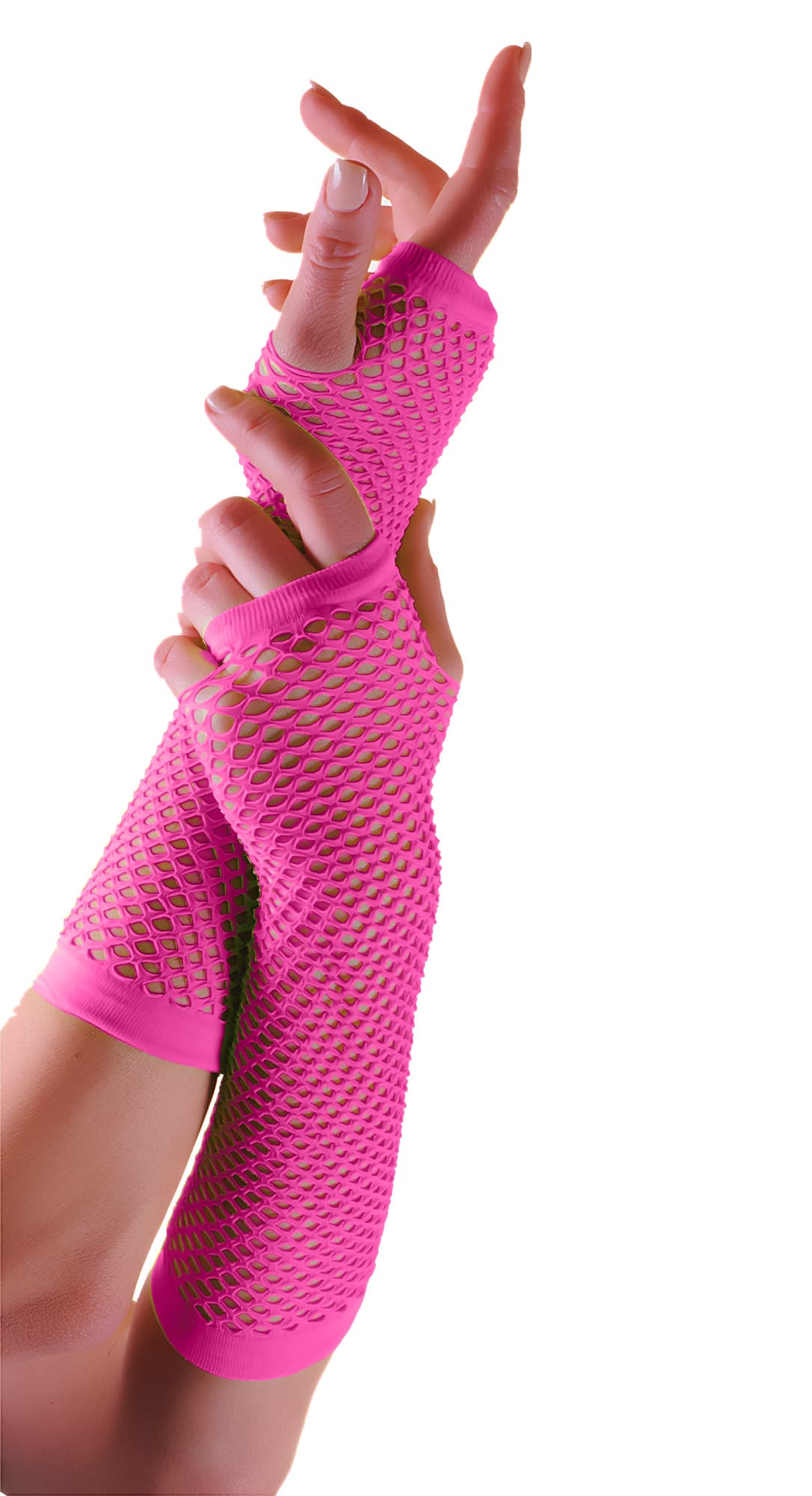 Wickedfun Pink Long Fishnet Gloves