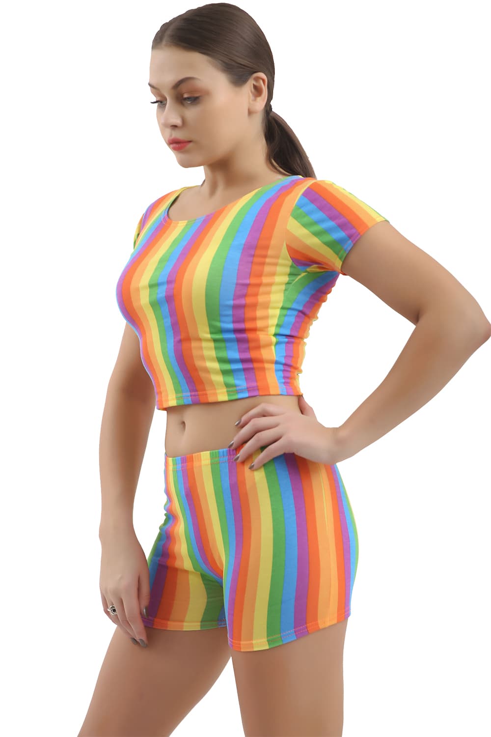 Wickedfun Rainbow Crop Top Short Sleeve
