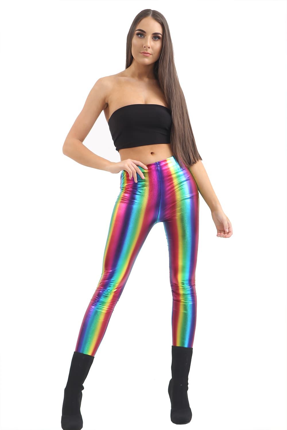Wickedfun Adult Rainbow Shiny Metallic Leggings