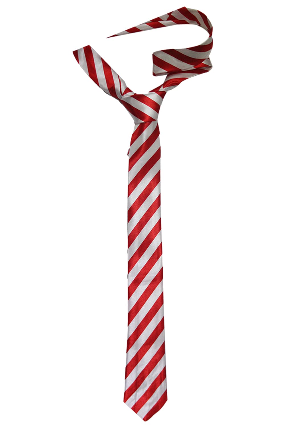 Red and White Striped Neck Tie