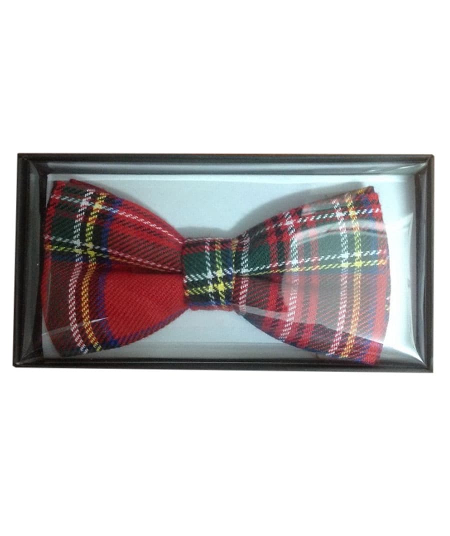 Wickedfun Red Cotton Tartan Bow Tie in Gift Box