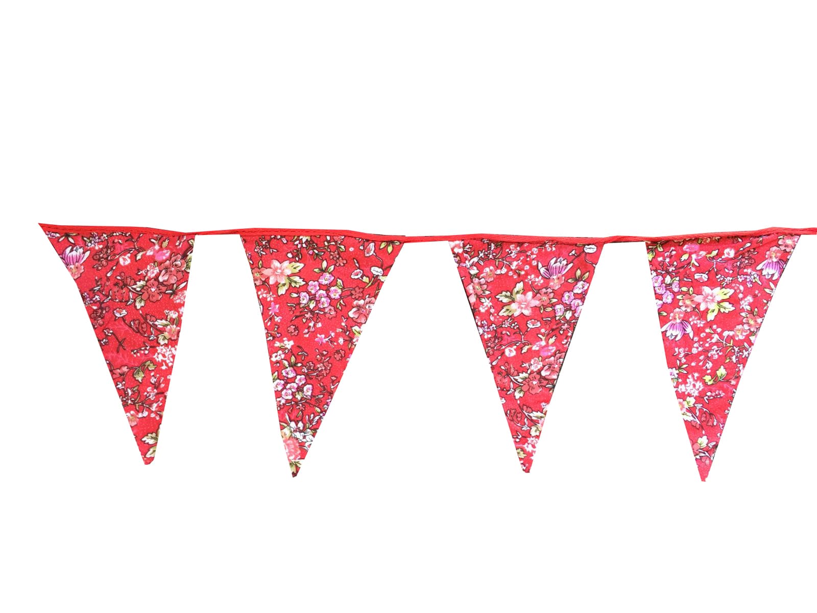 Red Flowery Bunting Flags w/ Red Lace