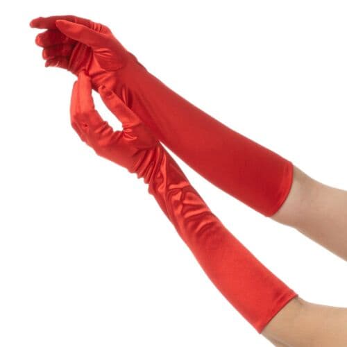 Wickedfun Red Long Satin Gloves