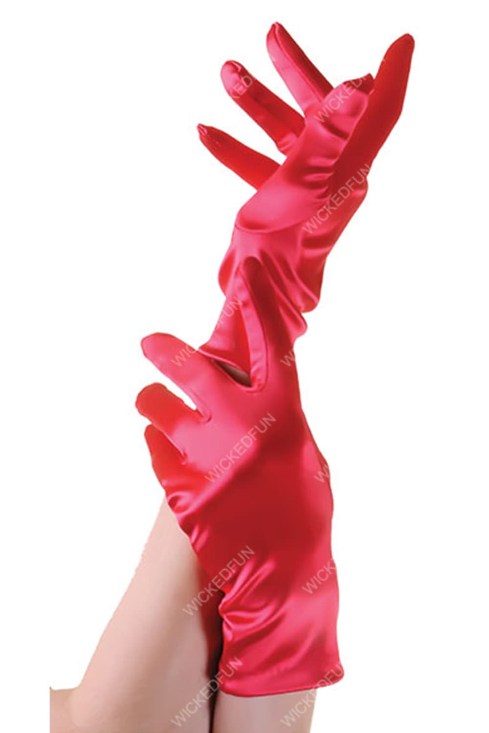 Wickedfun Red Satin Short Gloves