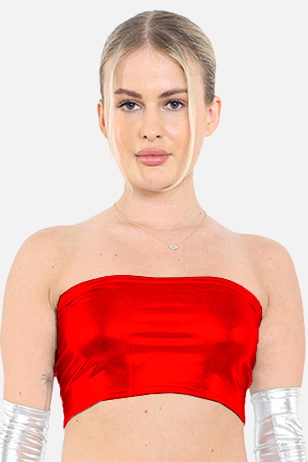 Crazy Chick Red Shiny Boob Tube