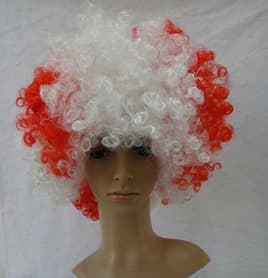 Wickedfun Red White Afro Wig