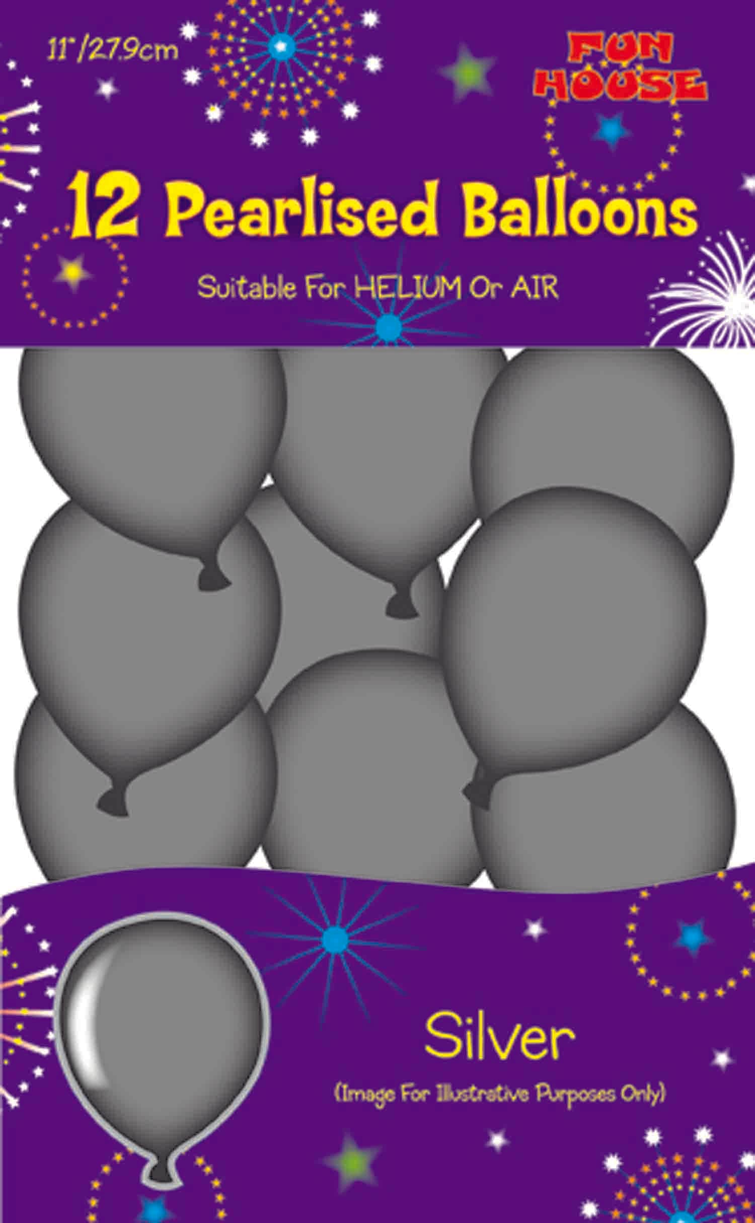 Silver Pearlised Balloons (Pack of 12)