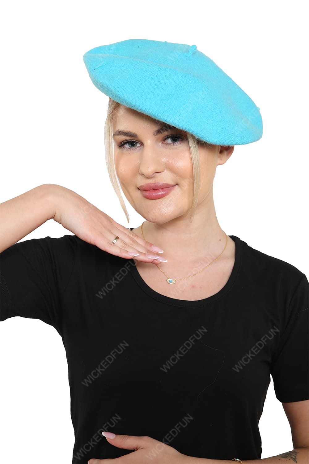 Wickedfun Turquoise Beret Hat