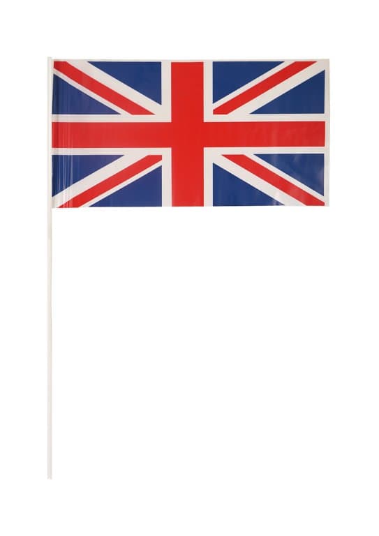 Union Jack Hand Flag with Stick (29cm x 17cm) (Pack of 50)