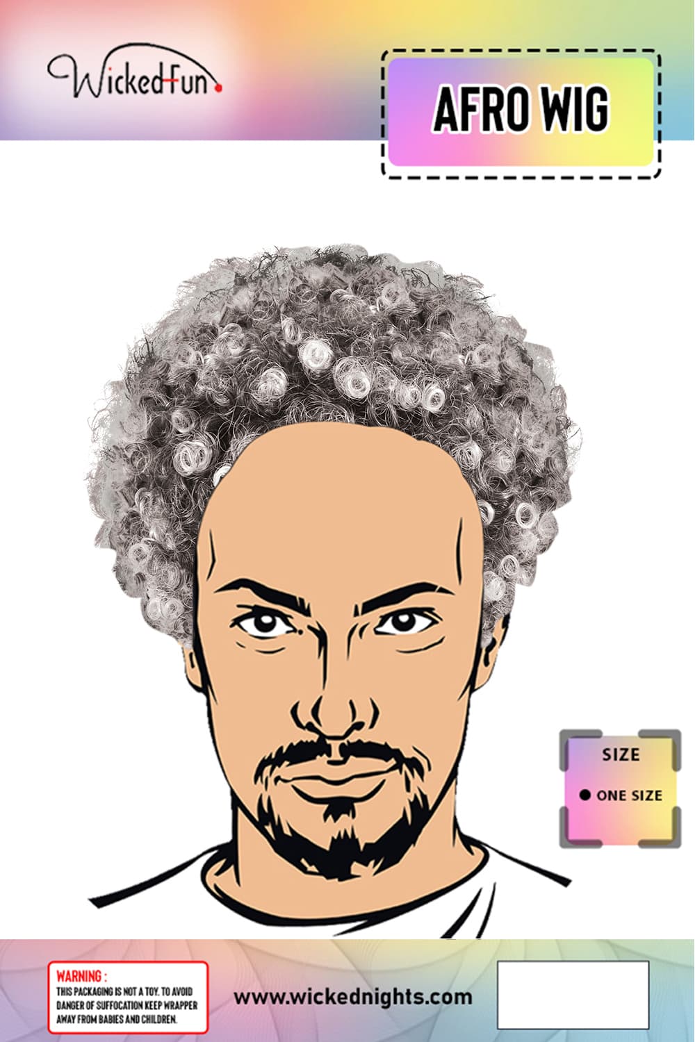 Wickedfun Unisex Grey Curly Afro Wig