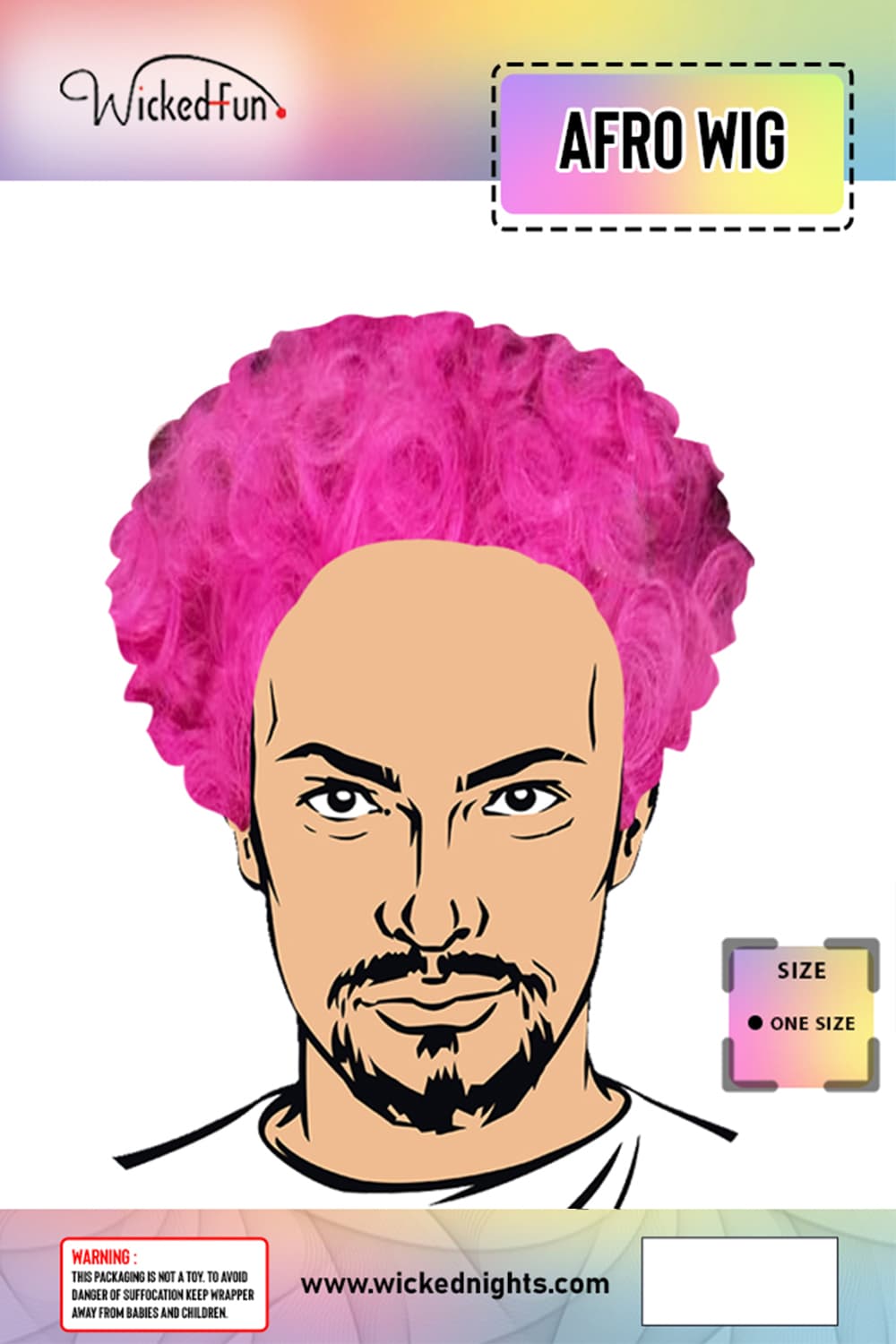 Wickedfun Unisex Pink Curly Afro Wig