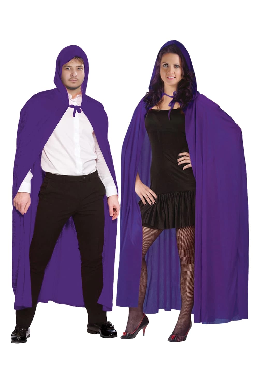 Unisex Purple Satin Hooded Cape