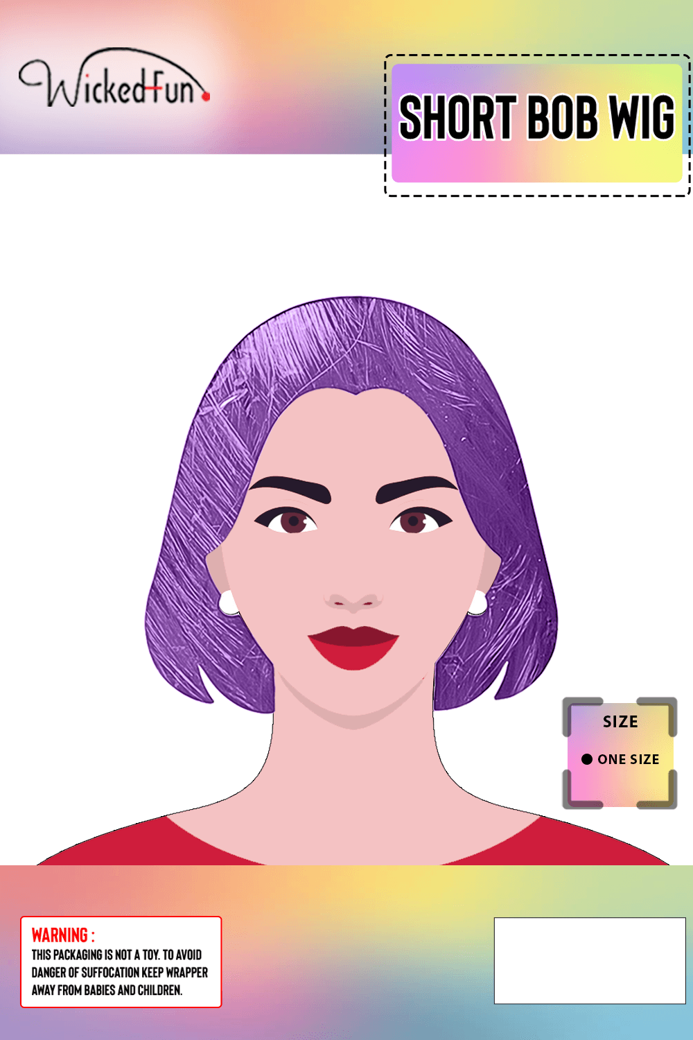 Wickedfun Unisex Purple Short Bob Cut Wig