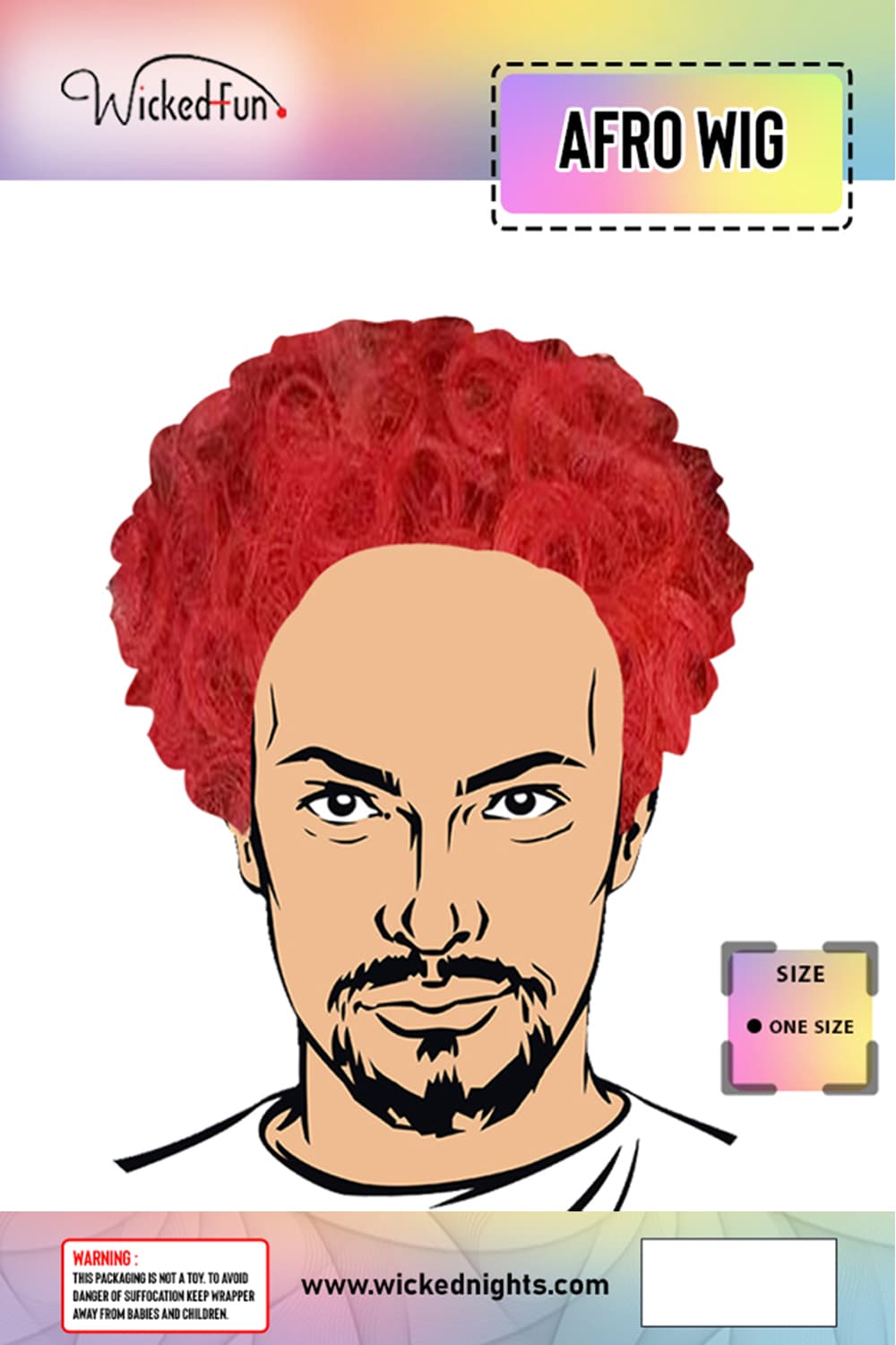 Wickedfun Unisex Red Curly Afro Wig