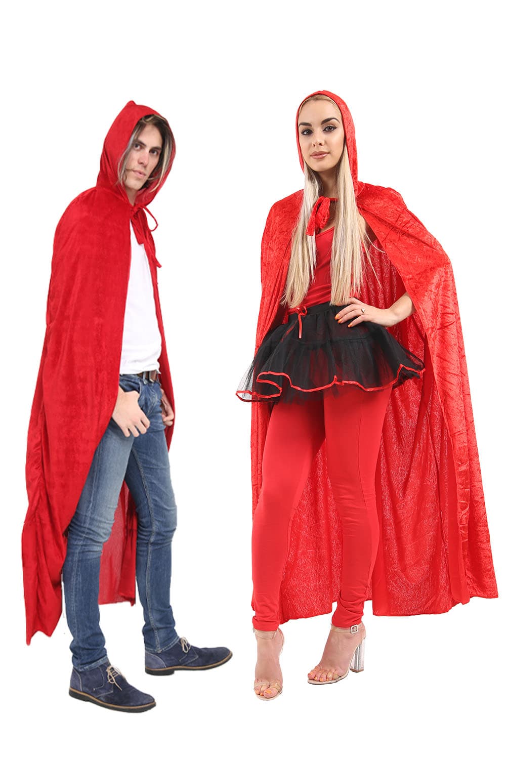 Unisex Red Velvet Hooded Cape