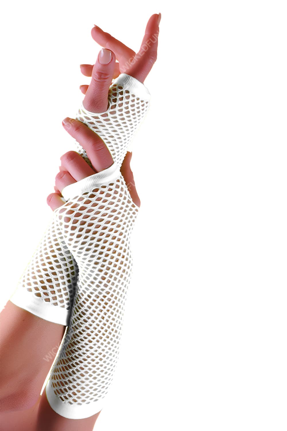 Wickedfun White Long Fishnet Gloves
