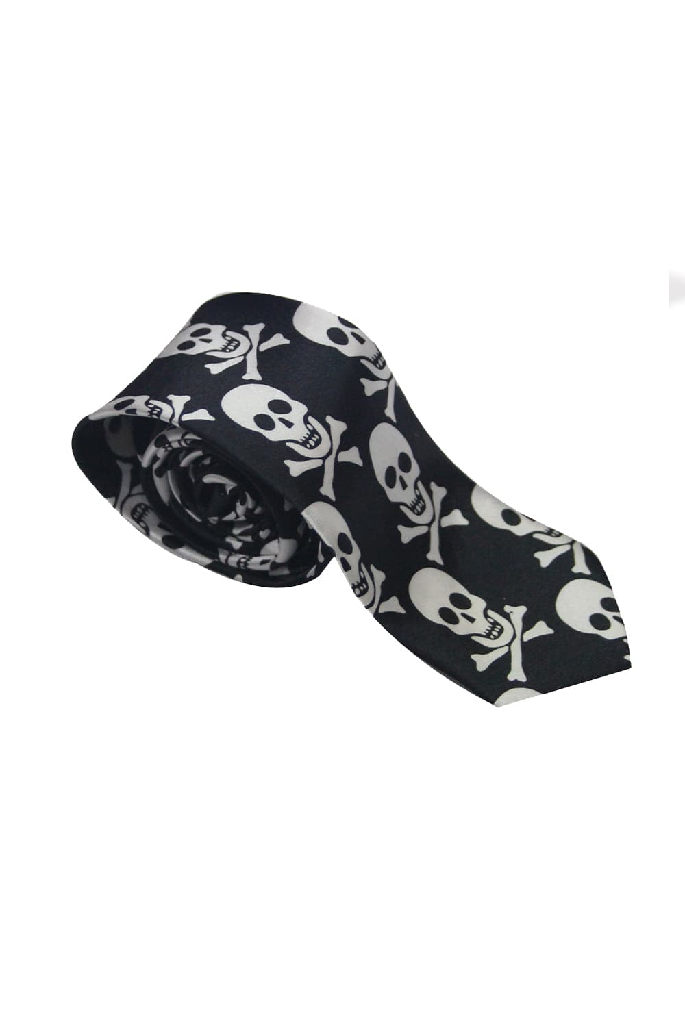 Wickedfun White Skull Black Neck Tie