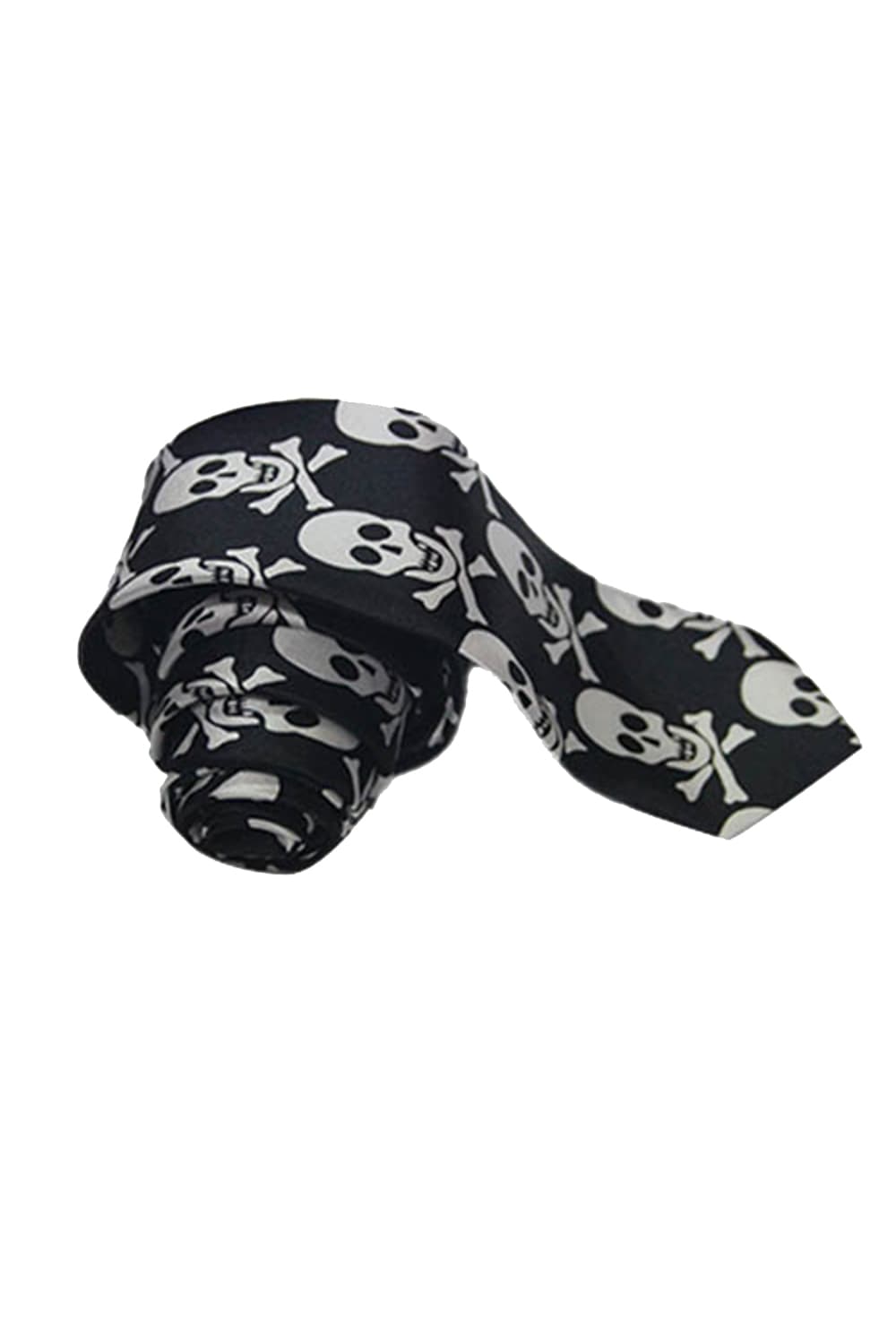 Wickedfun White Skull Black Neck Tie
