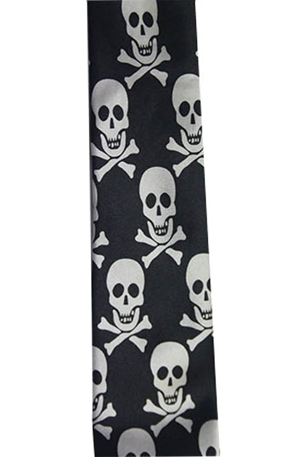 Wickedfun White Skull Black Neck Tie