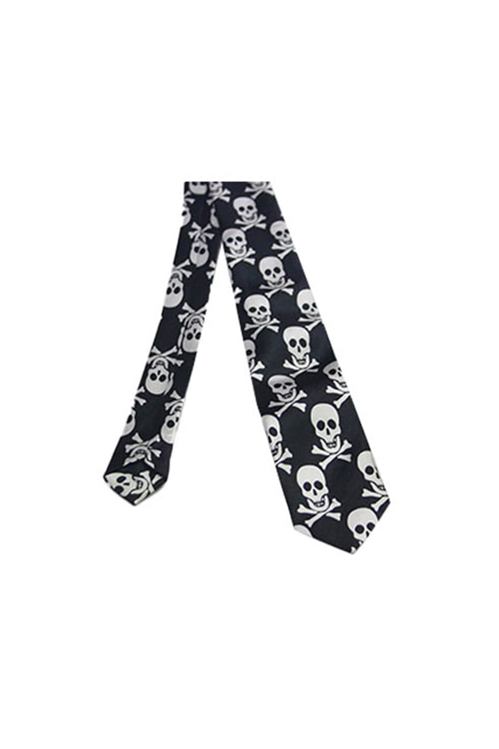 Wickedfun White Skull Black Neck Tie