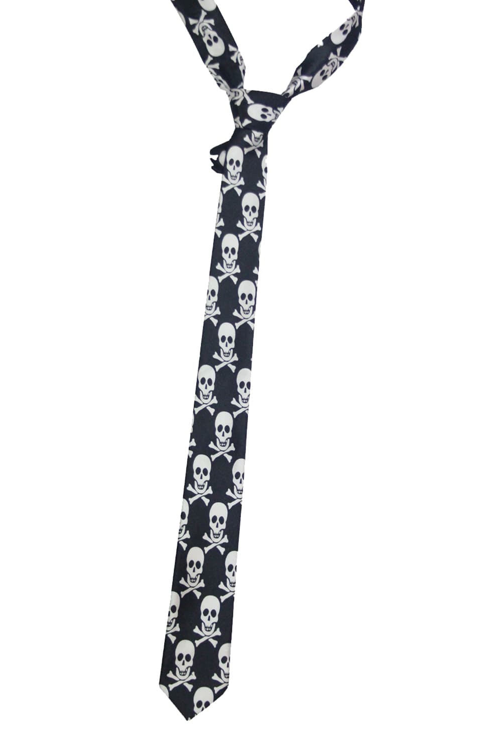 Wickedfun White Skull Black Neck Tie