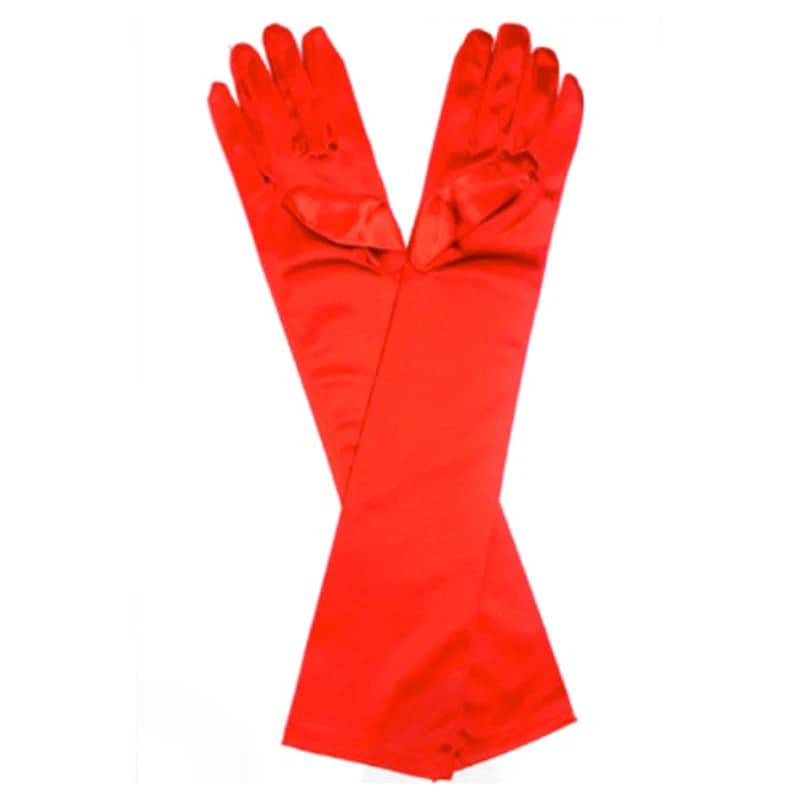 Wickedfun Long Satin Gloves Red 45cm