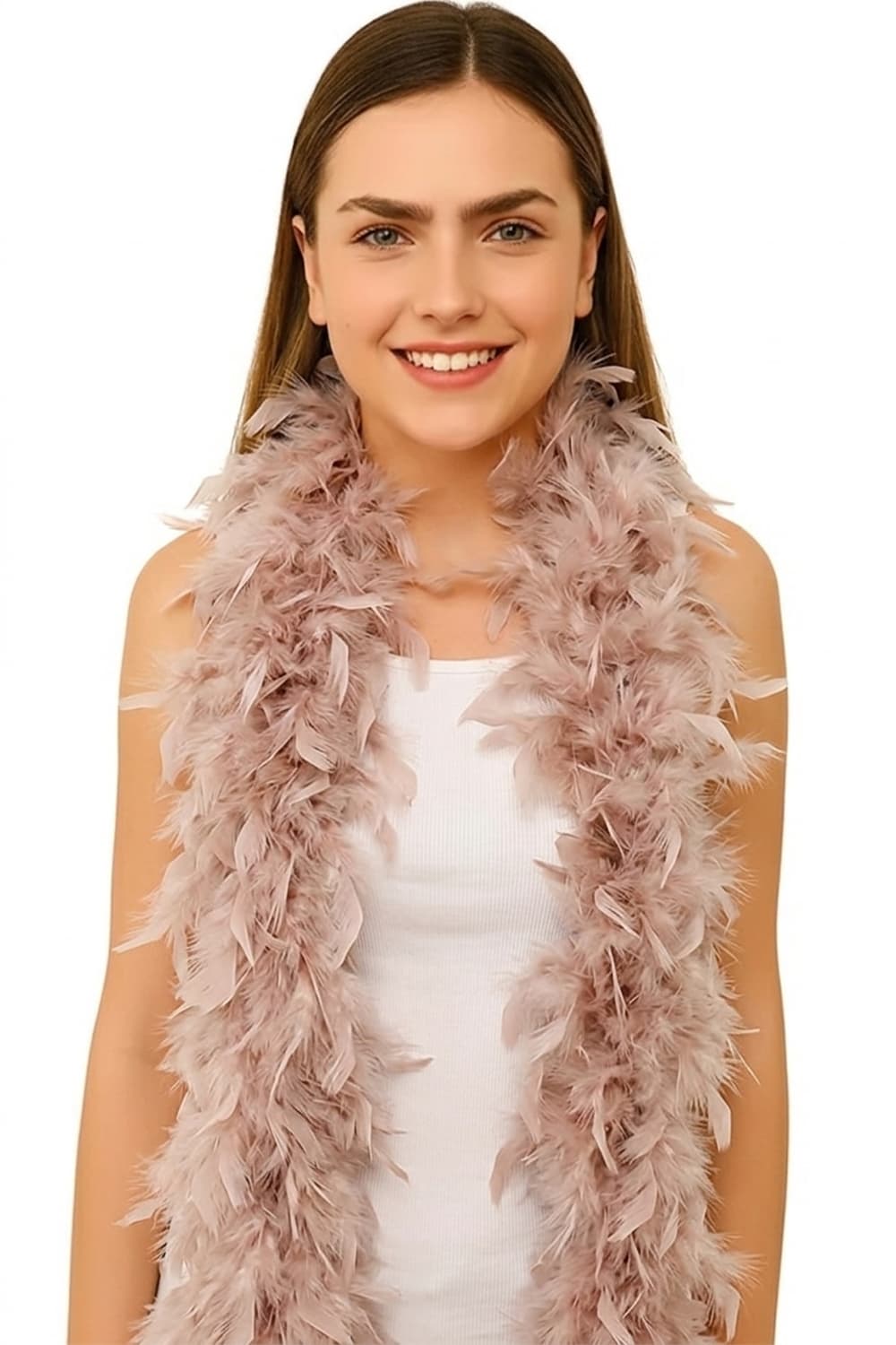 Wickedfun Pink Beige Feather Boa 150cm